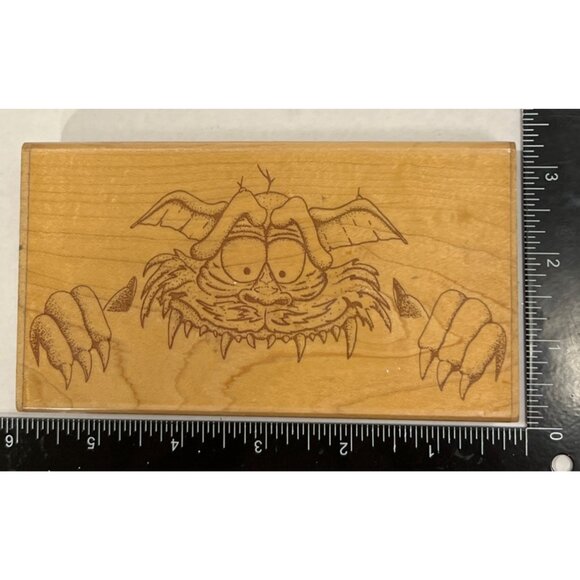 Vintage 1993 Monster Wood Mounted Rubber Stamp By Stamp Oasis 3161 HAlloween - Picture 1 of 4